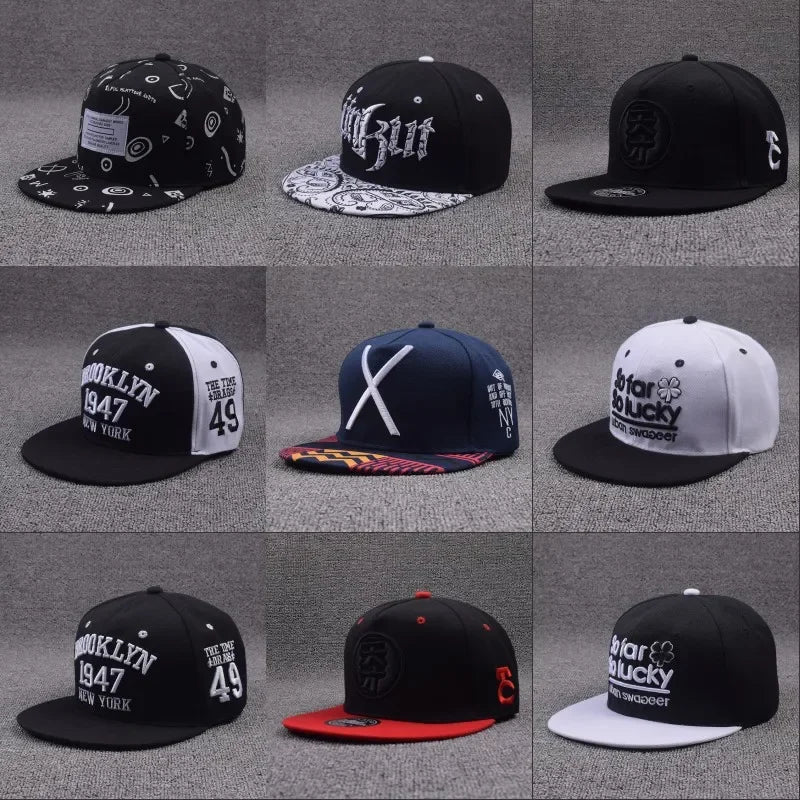 Hip Hop Letter Embroidery Snapback Cap – Unisex Flat Brim Baseball Hat for Outdoor & Casual Wear