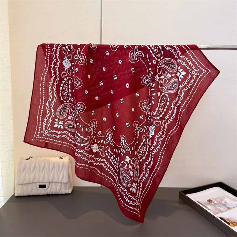 Luxury Cashew Square Scarf For Women Soft 70*70cm Neck Scarf Shawl Warp Elegant Neckerchief Bandanas Paisley Print Hijab
