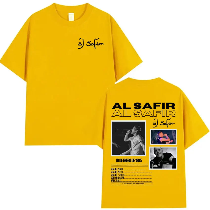 Rapper Al Safir Tour Graphics Hip Hop Tshrit Mens Harajuku Clothing Oversized Tide T-shirts Gothic Casual Y2K T Shirt Streetwear
