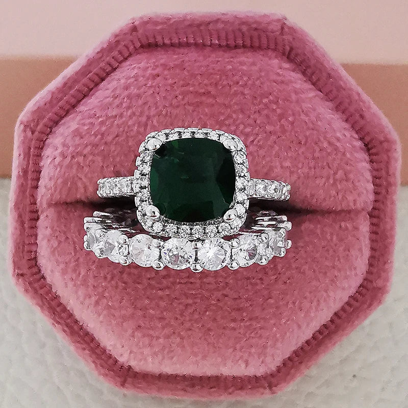 2025 Trend New Rose Gold Color silver color bride Engagement Wedding Ring Set of for Women Christmas Gift Dating Jewelry R4955