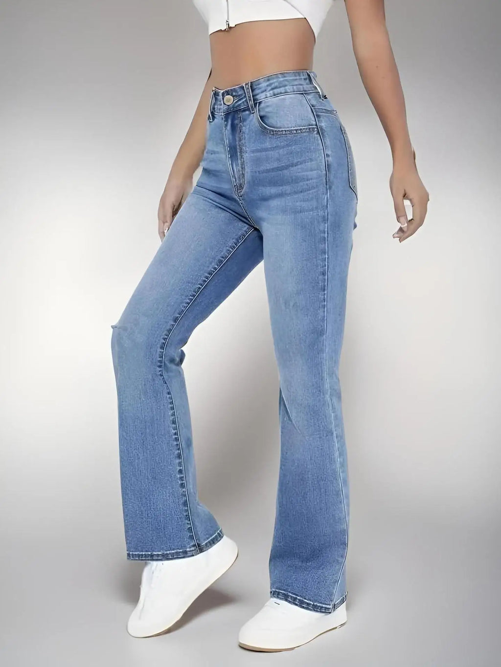 New Womens Hot Jeans Slimming European American Style Casual Versatile High Waist Washed Denim