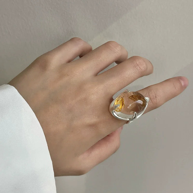 XIYANIK Geometric Transparent Crystal Adjustable Open Rings For Women Korean Fashion New Jewelry Gift Party Wholesale anillos - trendingshoping.com