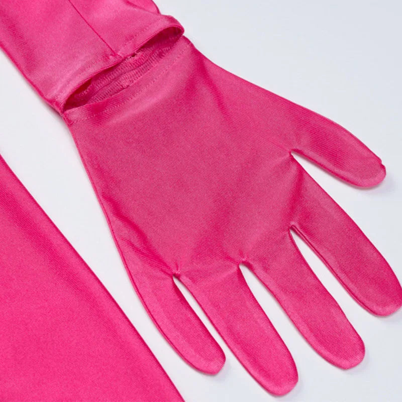 Women’s Solid Long Sleeve Bodycon Mini Dress with Gloves Half Turtleneck Party Y2K