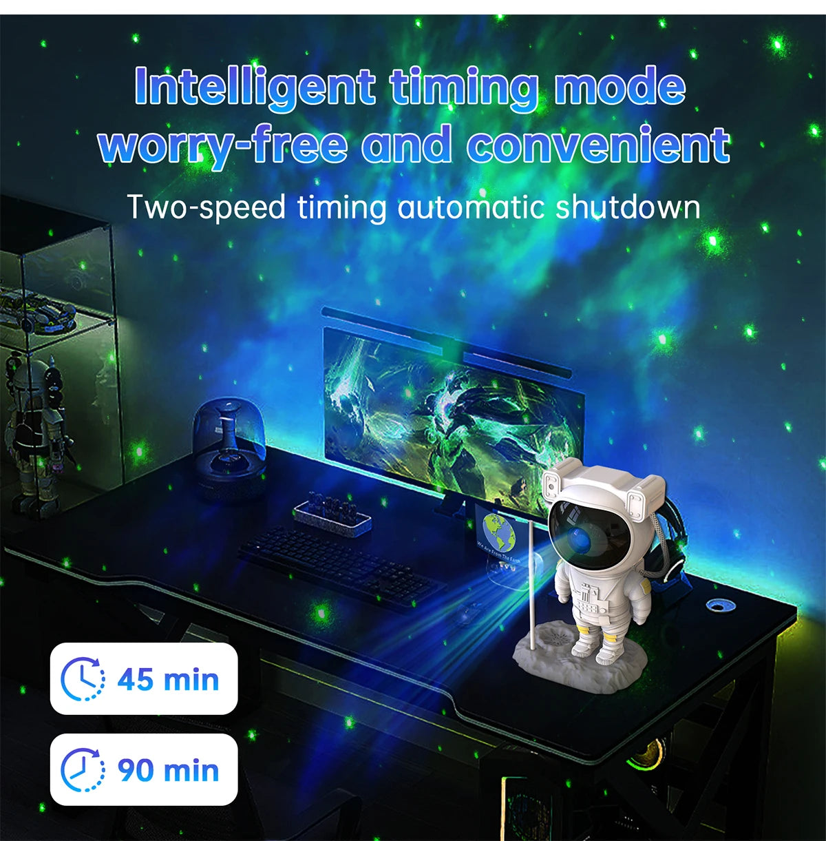 Astronaut Star Projector with Bluetooth Speaker – Nebula Night Light for Bedroom Aesthetic