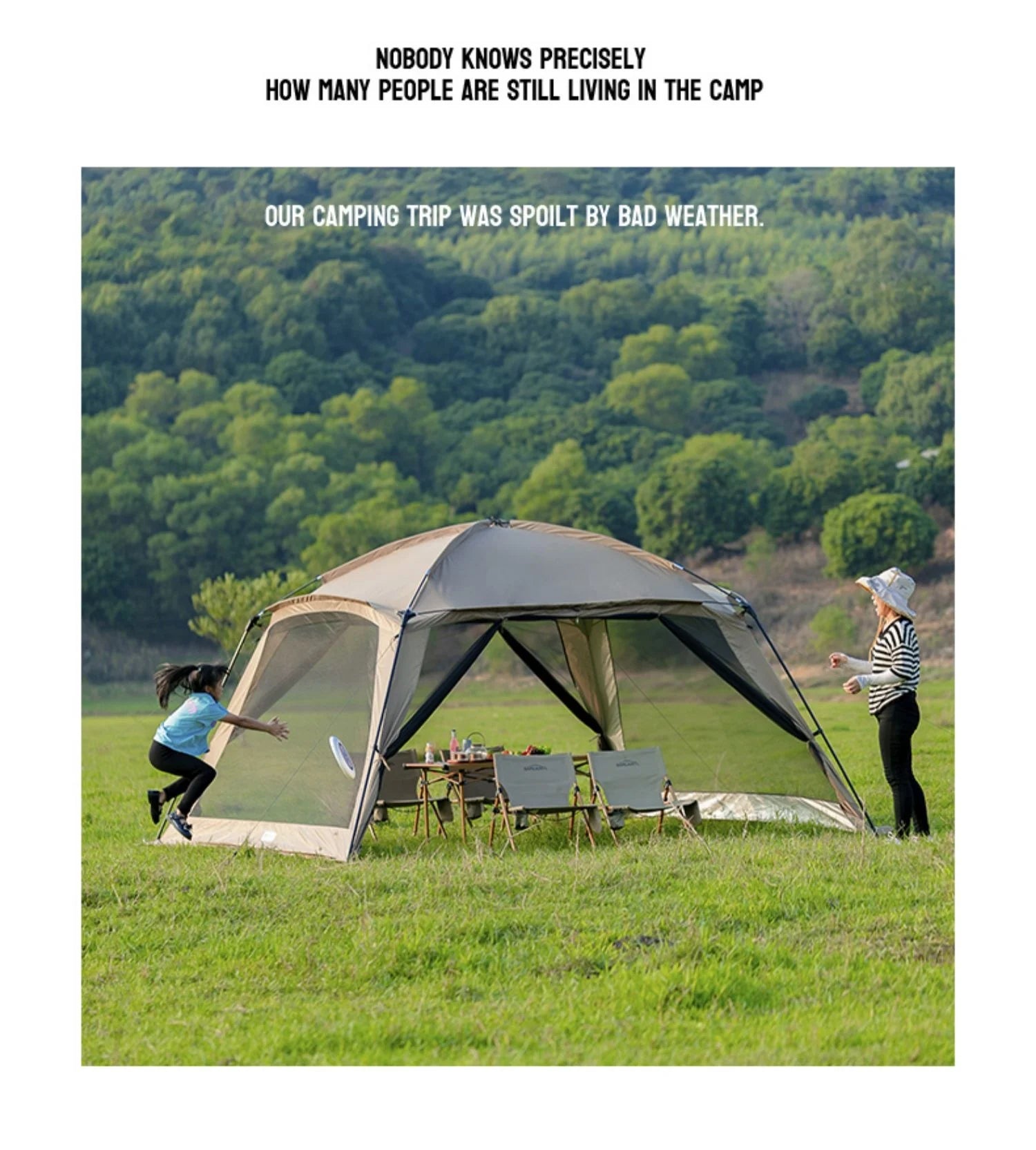 Outdoor Camping Mosquito Net Tent For 6 To 15 Person Rainproof Silver Coated Sunscreen Beach Picnic Sunshade Canopy