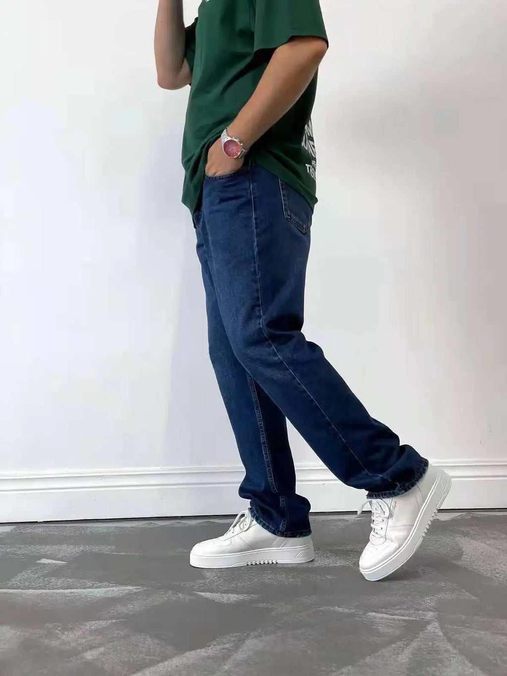 Men Comfortable Straight Casual Jeans Male Soft Baggy Outside Denim Pants Classic Elastic Waist Solid Office Work Denim Trousers - trendingshoping.com