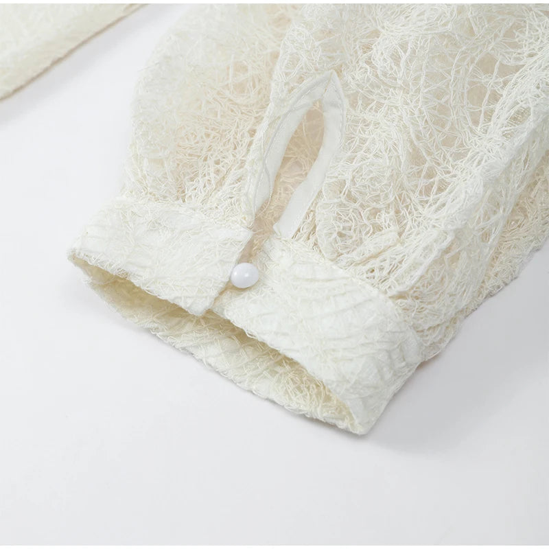 Women’s White Lace Flare Sleeve Top & Mini Skirt Set