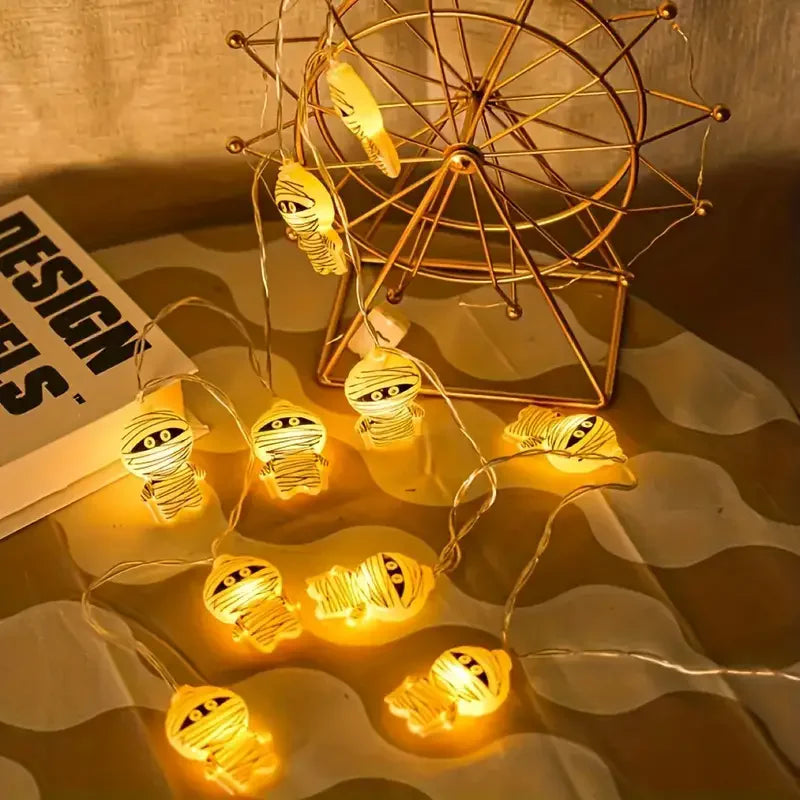 Spooky Mummy LED String Lights USB Battery-Powered Halloween, christmas Decor