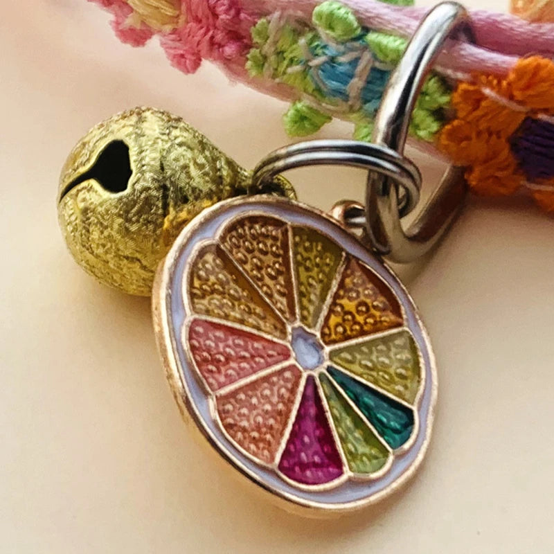 Pet Collar with Bell Adjustable Cartoon Print for Dogs Cats