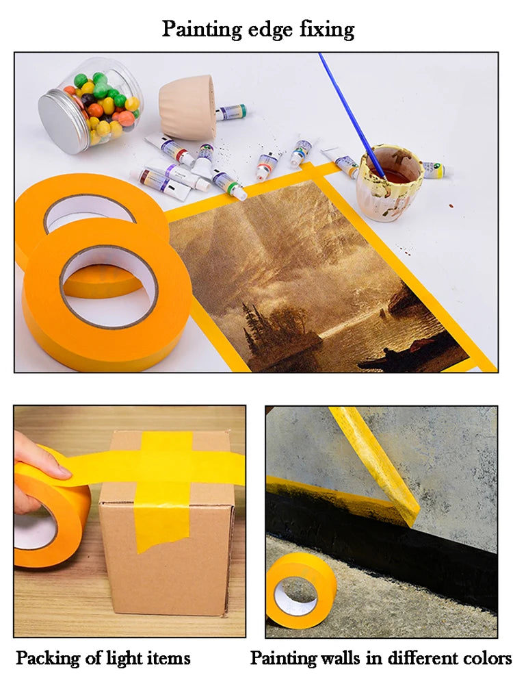 yellow Adhesive Masking Tape | Textured Paper for Car Paint & Decorationting Model Tool