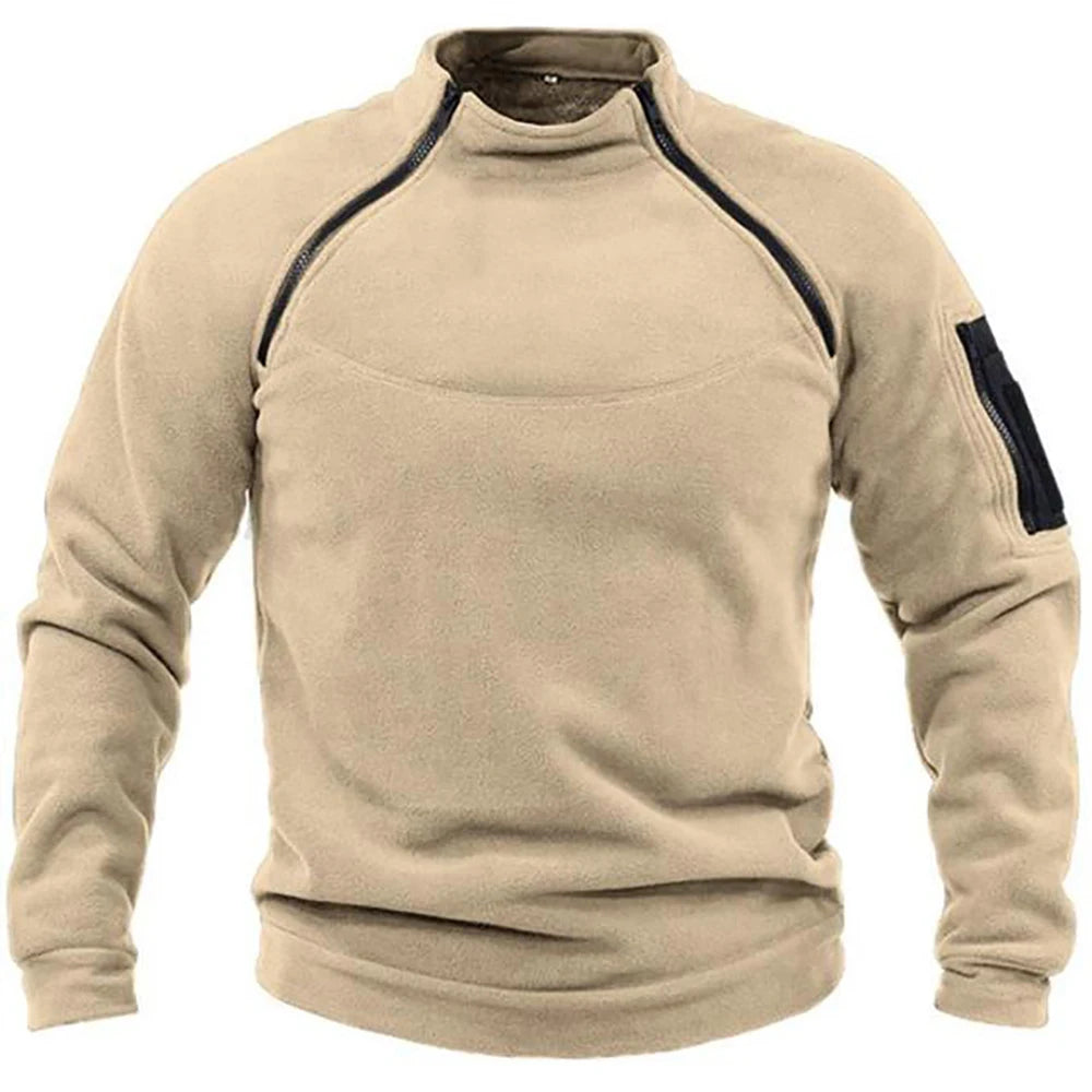 Men Tactical Outdoor Fleece Jacket – Warm Windproof Thermal Pullover for Hiking