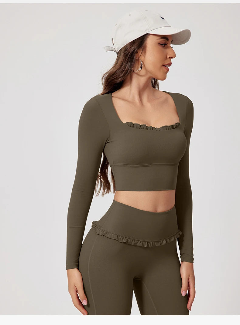 Women's Sportswear Yoga Set 2PCS Gym Clothes Yoga Suits For Women Fitness Set Tracksuits Yoga Long Sleeve Gym Flared Leggings