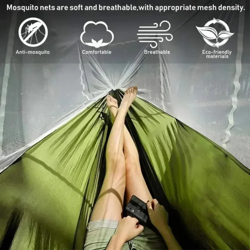 Two Person Outdoor Camping Hammock With Mosquito Net Portable Comfortable Sleeping Tent Bed