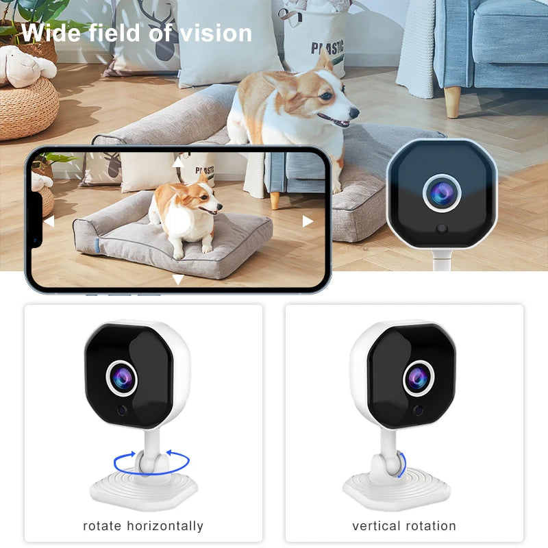 Smart Wifi Home Security Camera HD With Real Time App Alerts Two Way Audio Motion Tracking Indoor Camera For Baby Pet