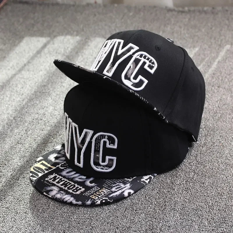 Hip Hop Letter Embroidery Snapback Cap – Unisex Flat Brim Baseball Hat for Outdoor & Casual Wear