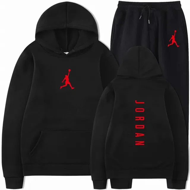 Men's Essential Winter Tracksuit - Heavyweight Solid Color Hoodie & Stretch Jogger Set - 2-Piece Urban Sportswear