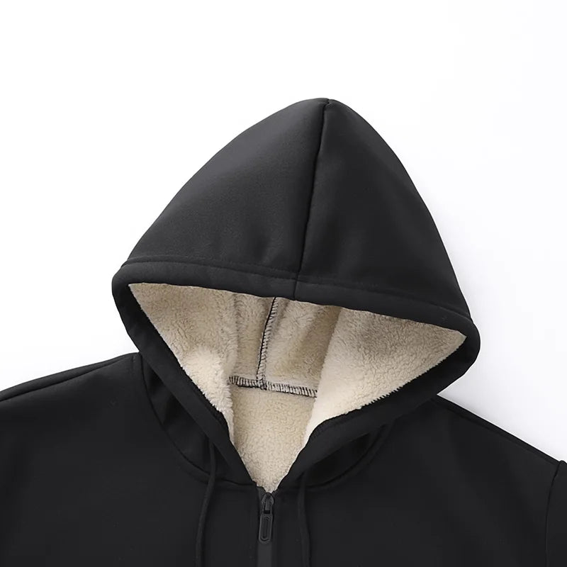 Mens Winter Tech Fleece Tracksuit Set Warm Hooded Sweatshirt and Pants Two Piece