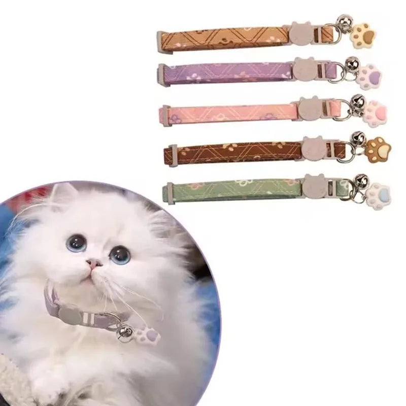 Pet Collar with Bell Adjustable Cartoon Print for Dogs Cats
