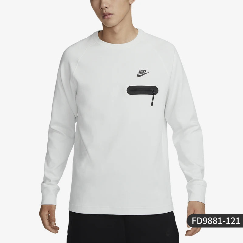 Men’s Tech Fleece Sweatshirt – Loose Fit Round Neck Casual Pocket