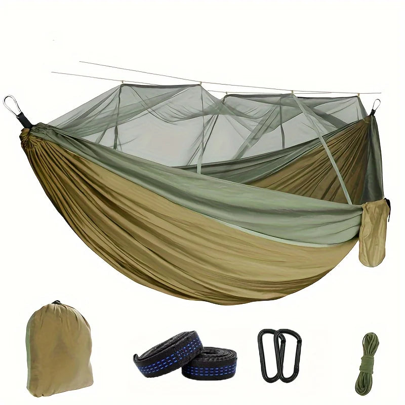 Double Camping Hammock With Mosquito Net Easy Setup Portable Outdoor Travel Tent Bed