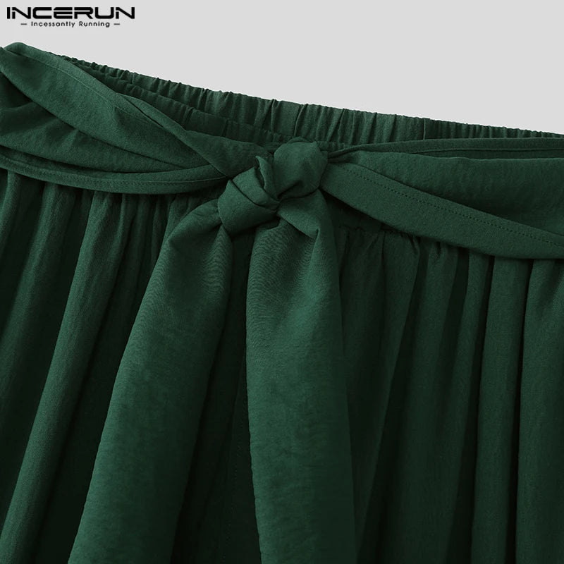 INCERUN Men's Pleated Harem Pants - Oversized Streetwear Trousers