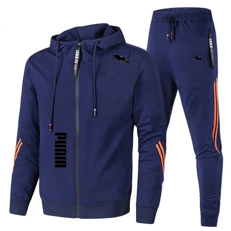 Men's Spring Autumn Tracksuit – 2-Piece Hoodie & Joggers Set, Fitness Running Sportswear, Casual Clothing