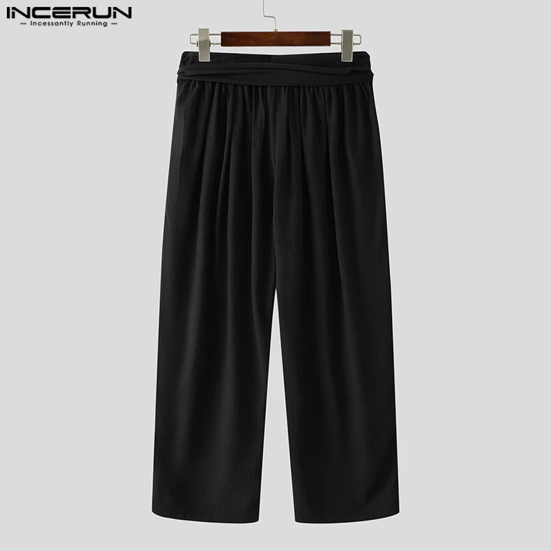INCERUN Men's Pleated Harem Pants - Oversized Streetwear Trousers