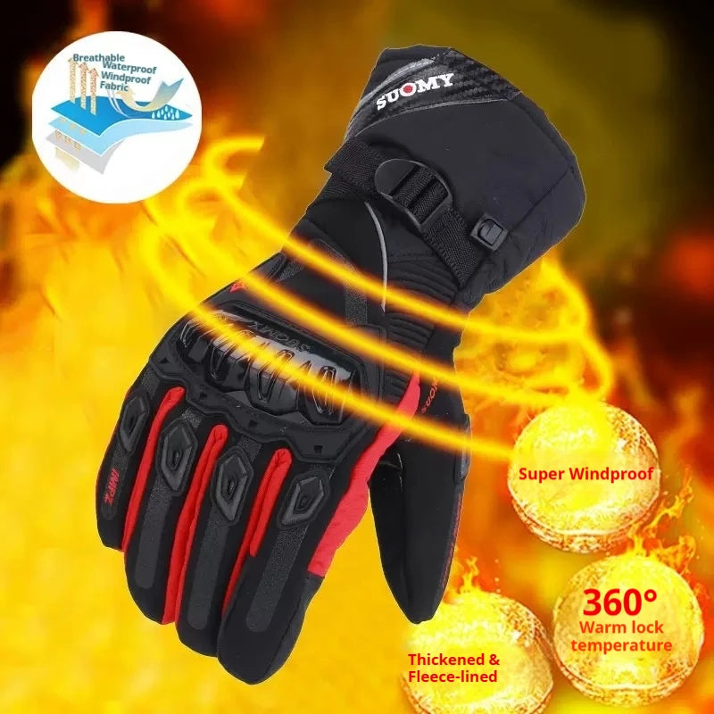 Motorcycle riding gloves are warm, waterproof, windproof, and anti fall in winter, with touch screens for electric bikes