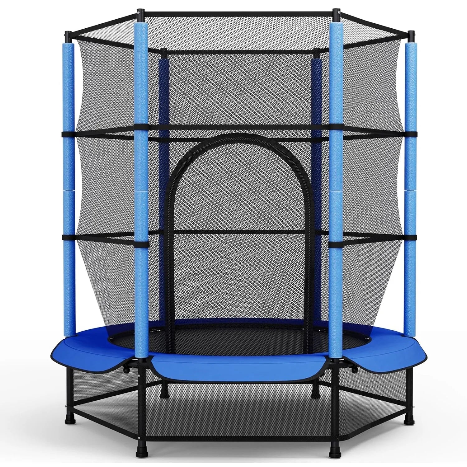 Trampoline for Children, Ø 140cm Mini Toddler Trampoline with Safety Net,Built-in Zipper, Round Trampoline Indoor and Outdoor - trendingshoping.com