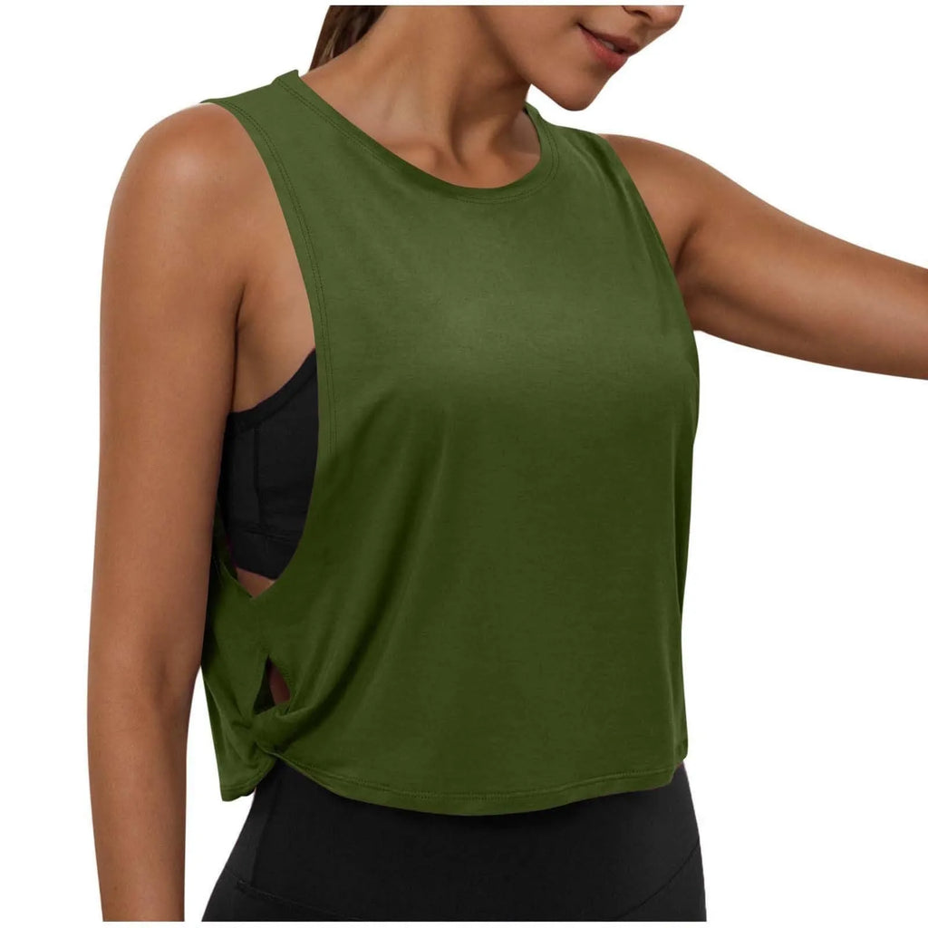 Women’s Sleeveless Yoga Top Breathable Workout Tank Crop Top Athletic Running Vest