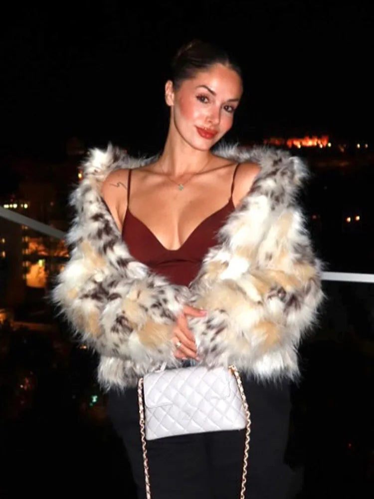 Women’s Winter Faux Fur Jacket – High Collar Long Sleeve Warm Elegant Street Style Outerwear