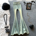 Jeans Women Autumn Chic Daily Flare Trousers Gradient Color High Street Full Length Fashion All-match Temperament Simple Shinny - trendingshoping.com
