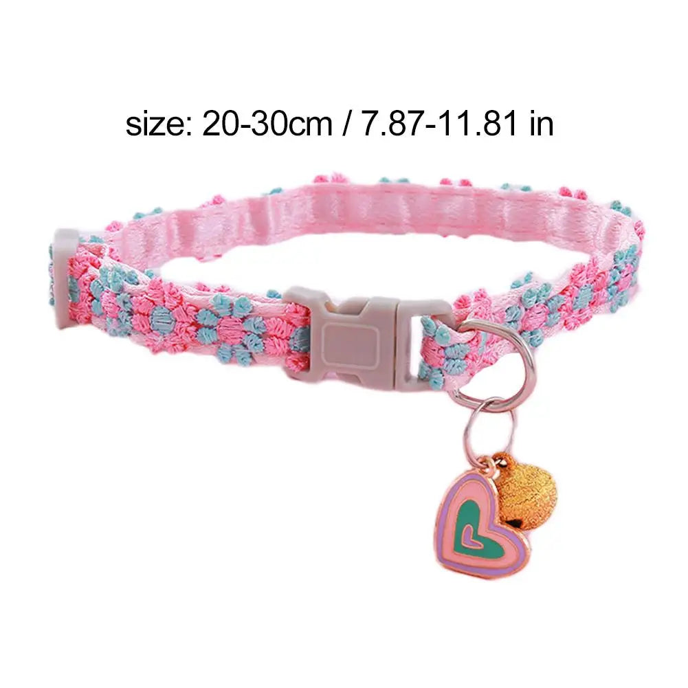 Pet Collar with Bell Adjustable Cartoon Print for Dogs Cats