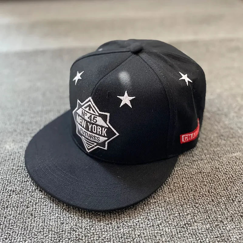 Hip Hop Letter Embroidery Snapback Cap – Unisex Flat Brim Baseball Hat for Outdoor & Casual Wear