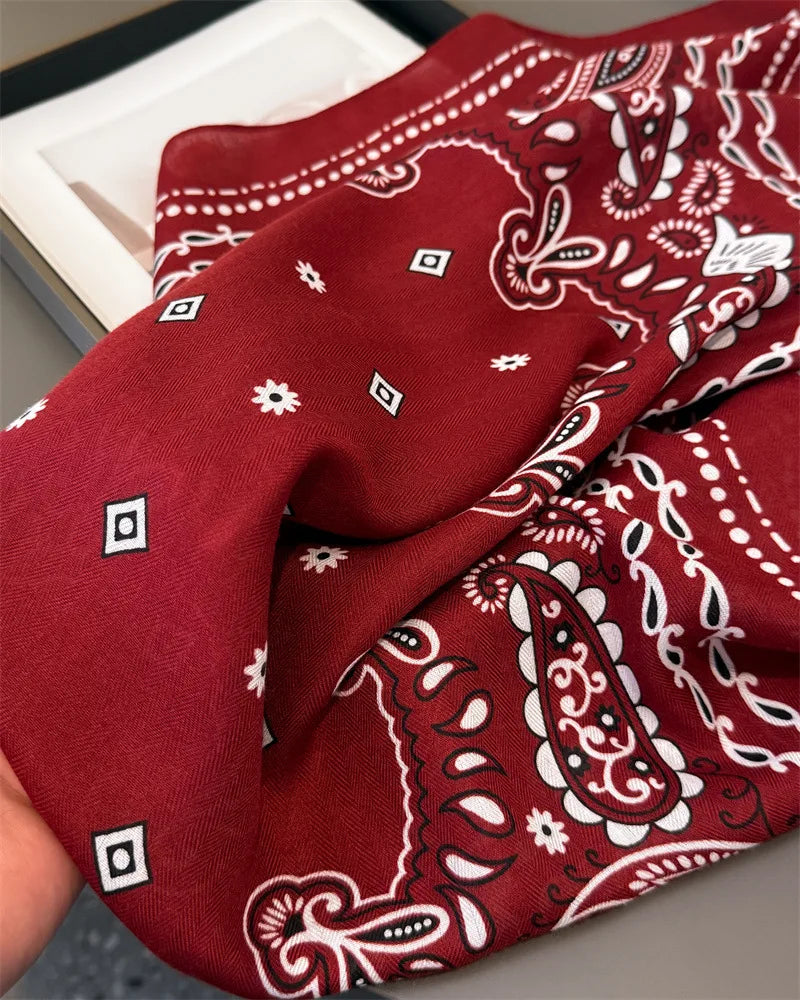 Luxury Cashew Square Scarf For Women Soft 70*70cm Neck Scarf Shawl Warp Elegant Neckerchief Bandanas Paisley Print Hijab