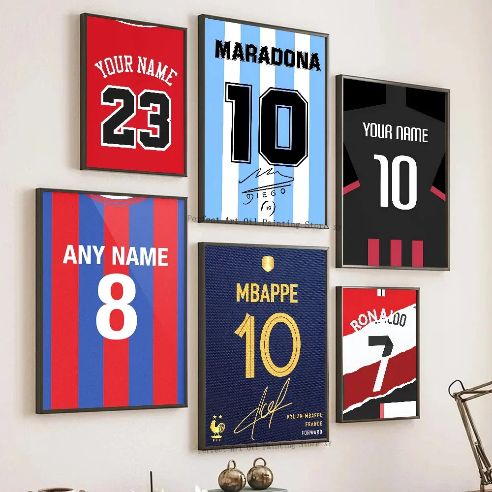 Football Jersey Name Poster Home Living Room Bedroom Bar Cafe Wall Art Decor