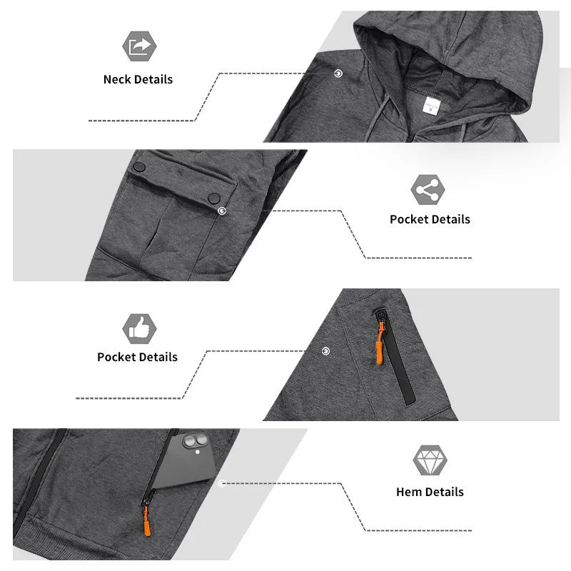 Men’s Winter Heavy Fleece Zip-Up Hoodie – Warm Casual Sportswear