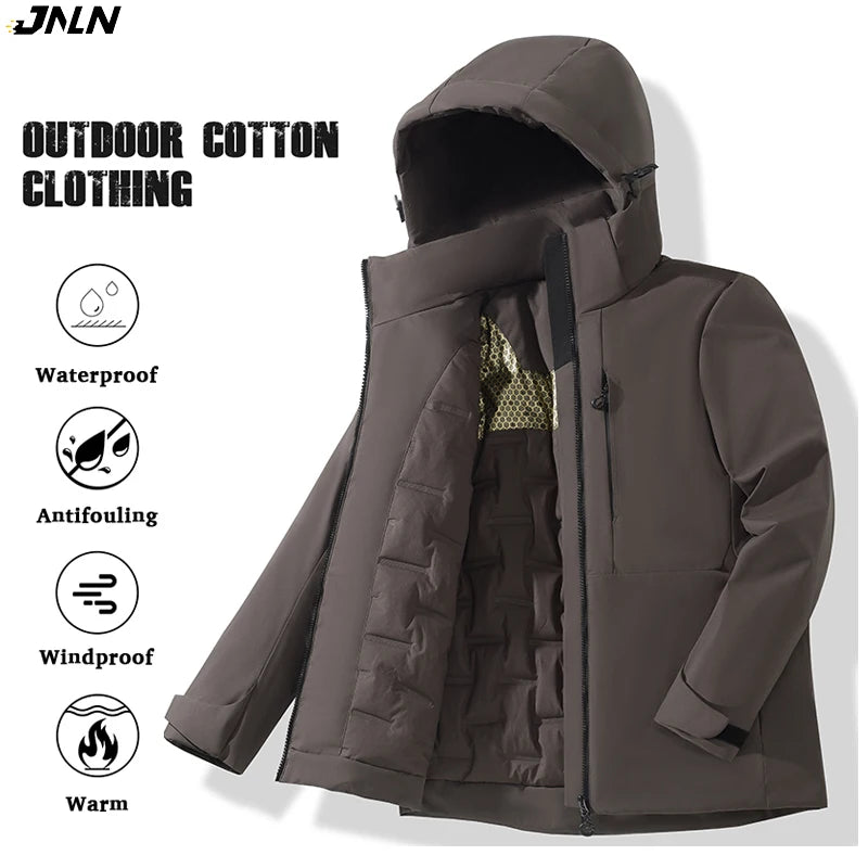 JNLN Unisex Waterproof Winter Fleece Jacket Windproof Thermal Outdoor Raincoat for Hiking Camping Skiing