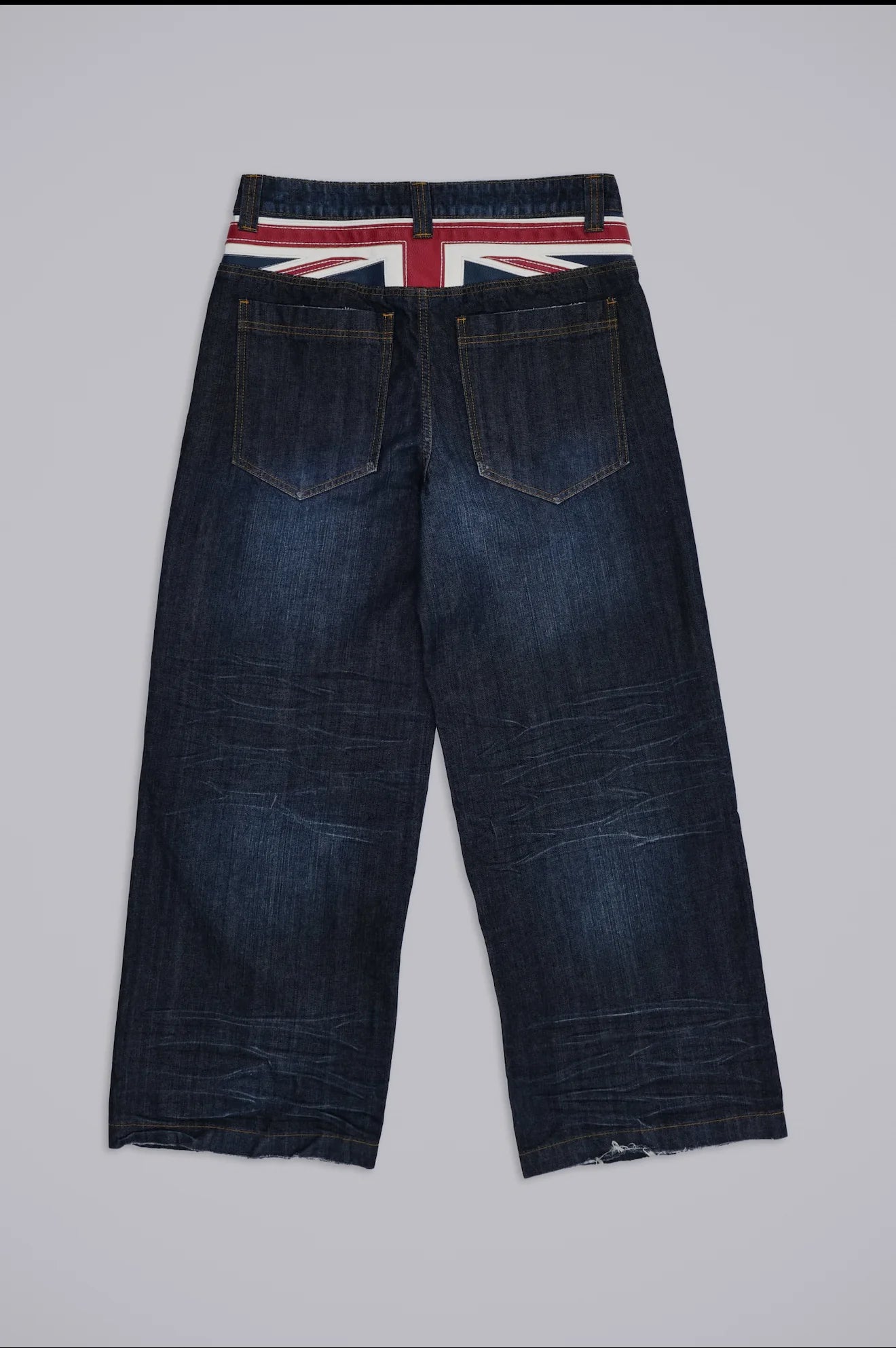 Britain Harajuku Fashion Print Men Jeans Vintage Trend Loose Oversized Hip Hop Wide Pants