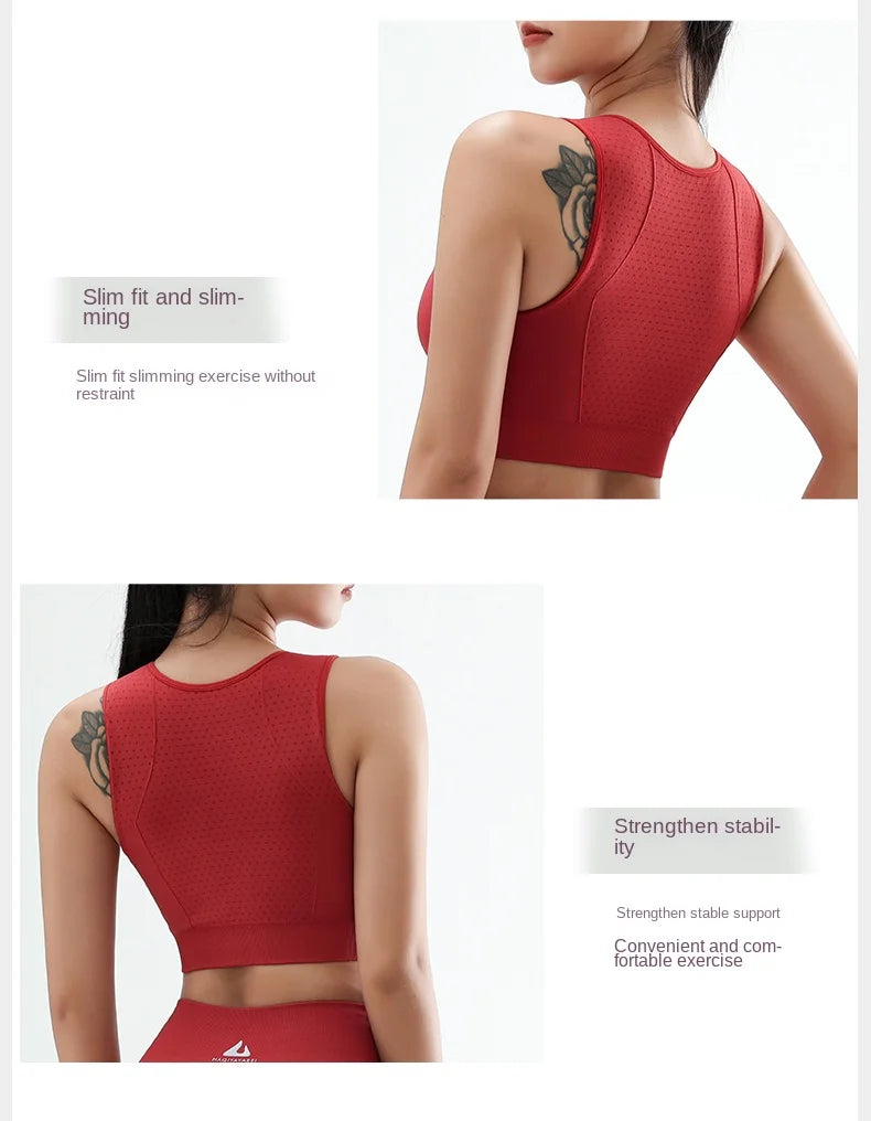 Women’s High-Support Yoga Bra - Anti-Sag Push Up Gym Top with Removable Pads