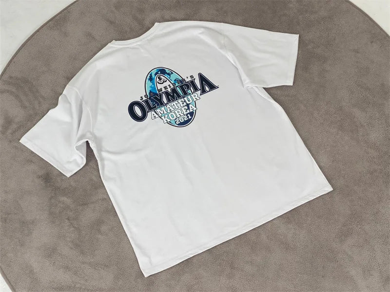 Men’s Gym T-Shirt Short Sleeve Summer Loose Cotton Fitness Sports Training Top