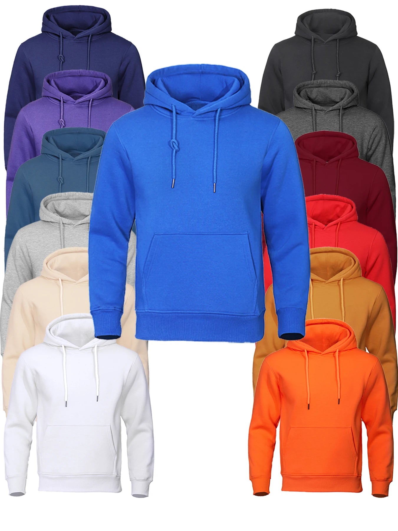 Men's Solid Oversized Fleece Hoodie – Warm Casual Hooded Sweatshirt with Pocket – Autumn/Winter Comfort Fashion Top