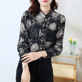Women's Printed Satin Shirt - Slim Fit Long Sleeve Blouse for Spring & Autumn, Office Wear