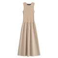 Women’s Khaki Sleeveless Long Dress Casual Party Spring 2025 Y2K Vestidos