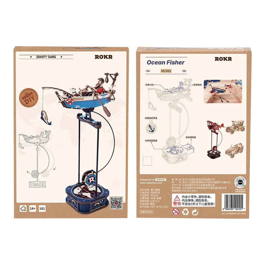 Robotime Rokr Gravity Swing Model Building Kit 3D Wooden Puzzle kit Sky Captain kit Ocean Fisher kit Best Gifts for Adults Teens - trendingshoping.com