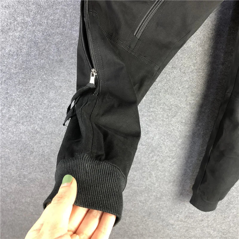 ARENS Men's Big & Tall Baggy Cargo Pants with Zipper Pockets - High Street Hip-Hop Overalls