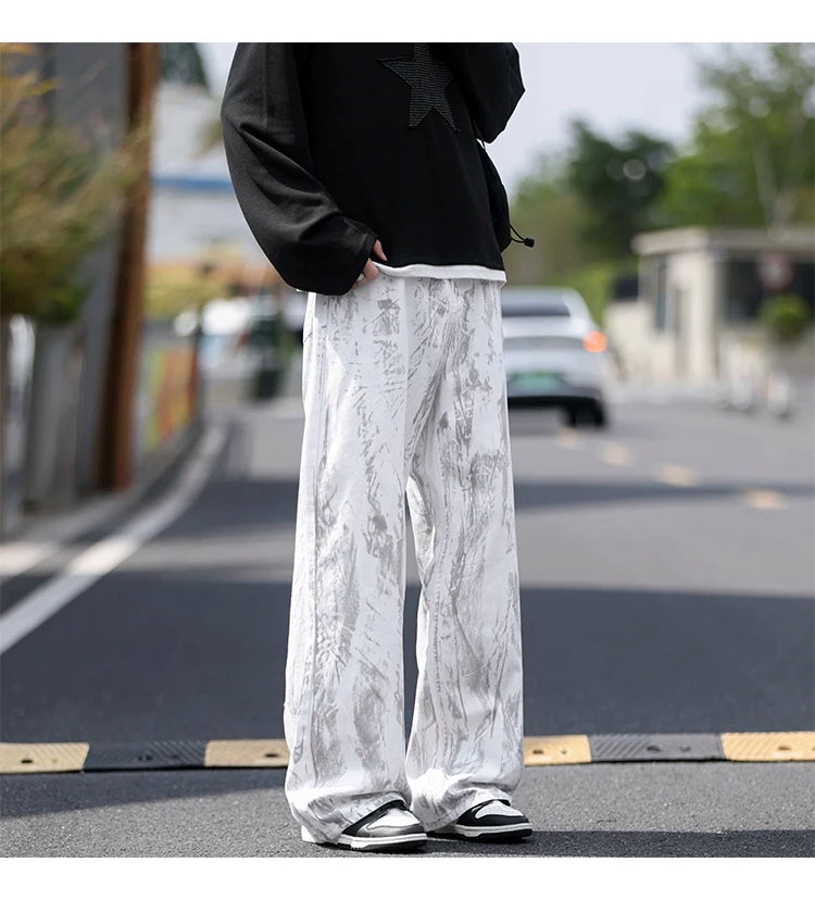 Jeans Mens Classic Straight Leg Jeans White Tie Dye Denim Pants Unisex Fashion Casual Trousers Streetwear Hip Hop Style Washed - trendingshoping.com