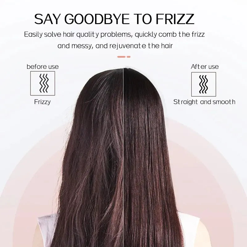 KSKIN 2-in-1 Hair Straightener Brush - Ionic Ceramic Hair Flat Iron Comb,Pink