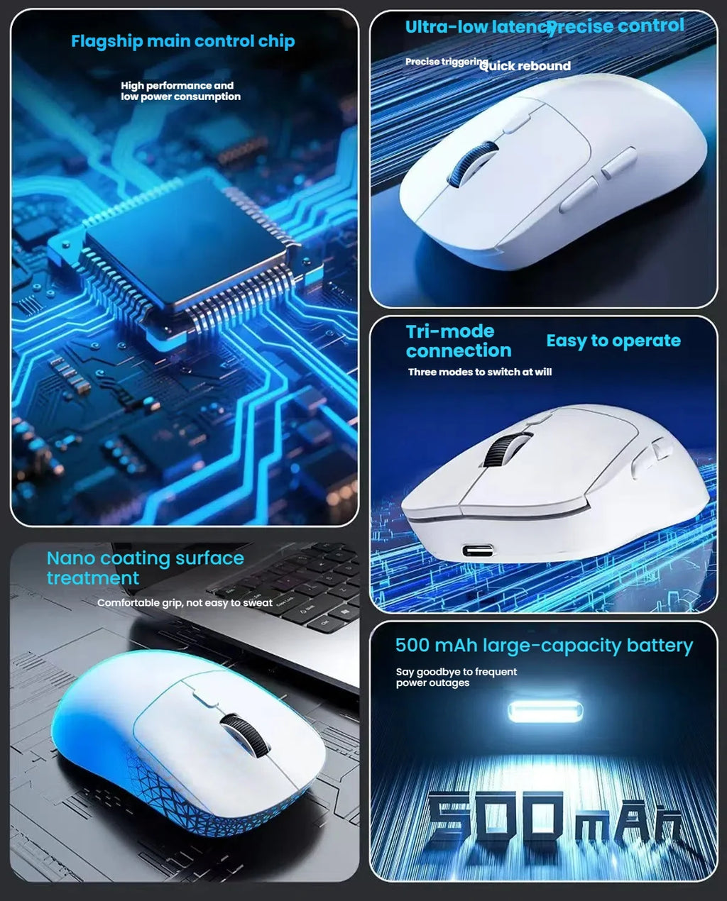 New M348 Wireless Bluetooth Gaming Mouse 6400DPI Lightweight Long Battery Life 2.4GHz Wireless Receiver