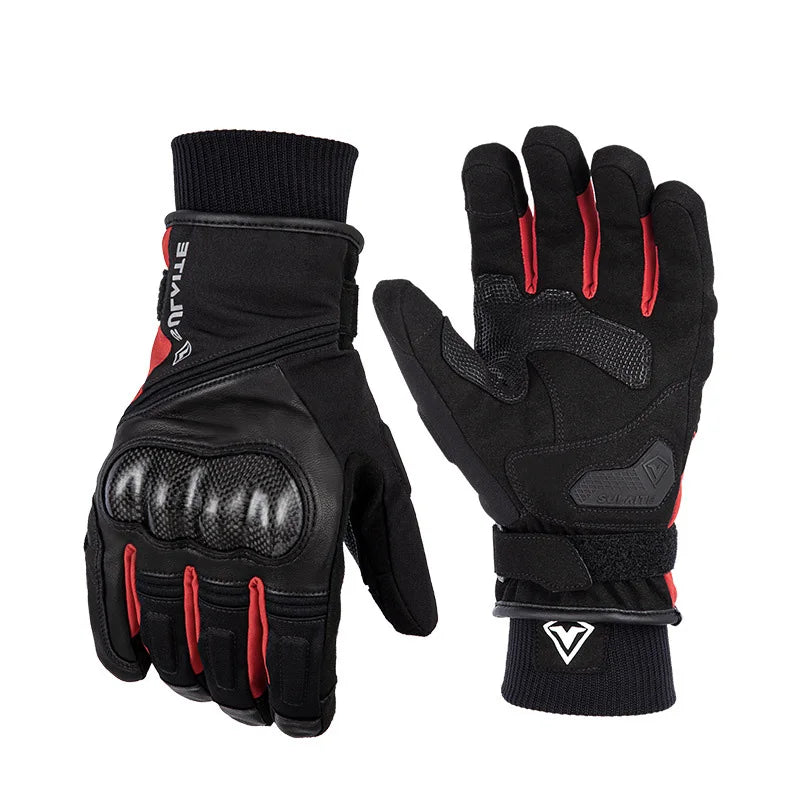 Waterproof Winter Motorcycle Gloves Genuine Goatskin Leather Warm Touch Screen